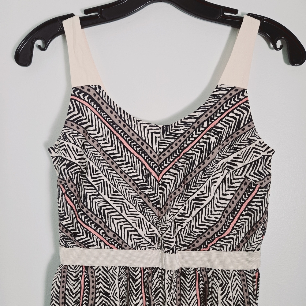 Loft Rayon Black Beige Tribal Pattern Sleeveless … - image 4